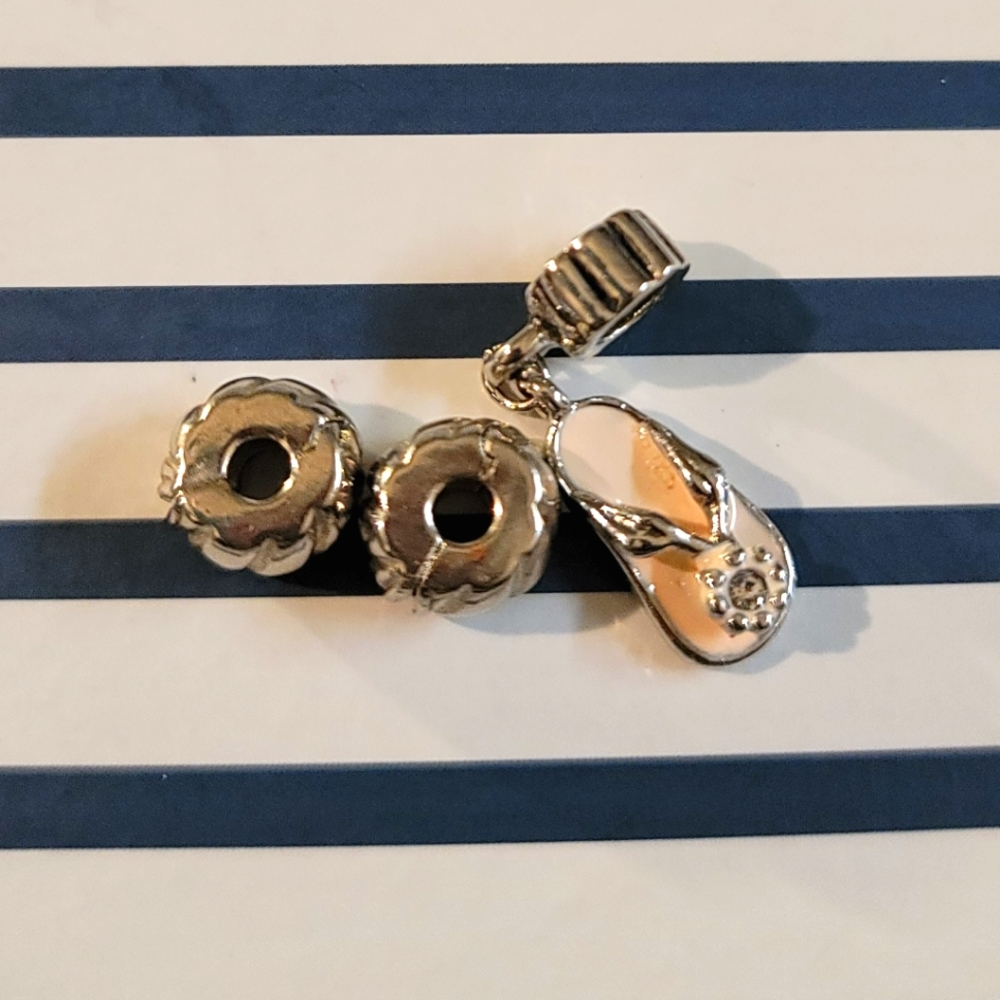 3 silver tone charms for Pandora Type bracelets